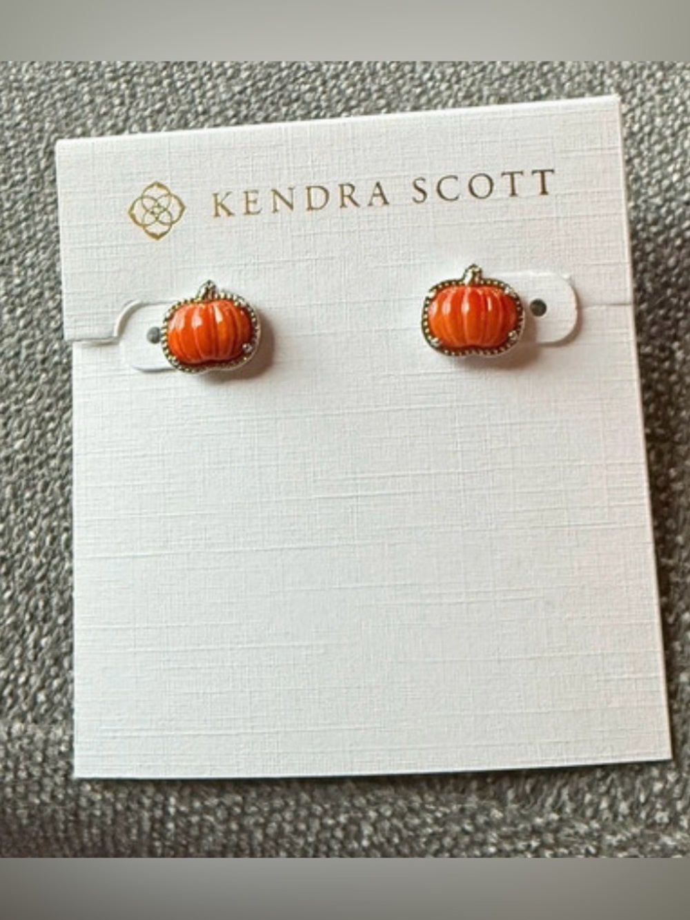 KENDRA SCOTT Fall Autumn Halloween Pumpkin Enamel & Rhodium Earrings NEW NWT